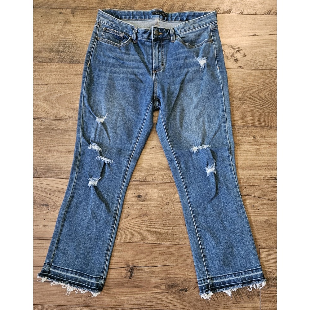PRANA Jeans Womens 10/30 Blue Denim Tapered Leg Stretch Distressed (30x24)